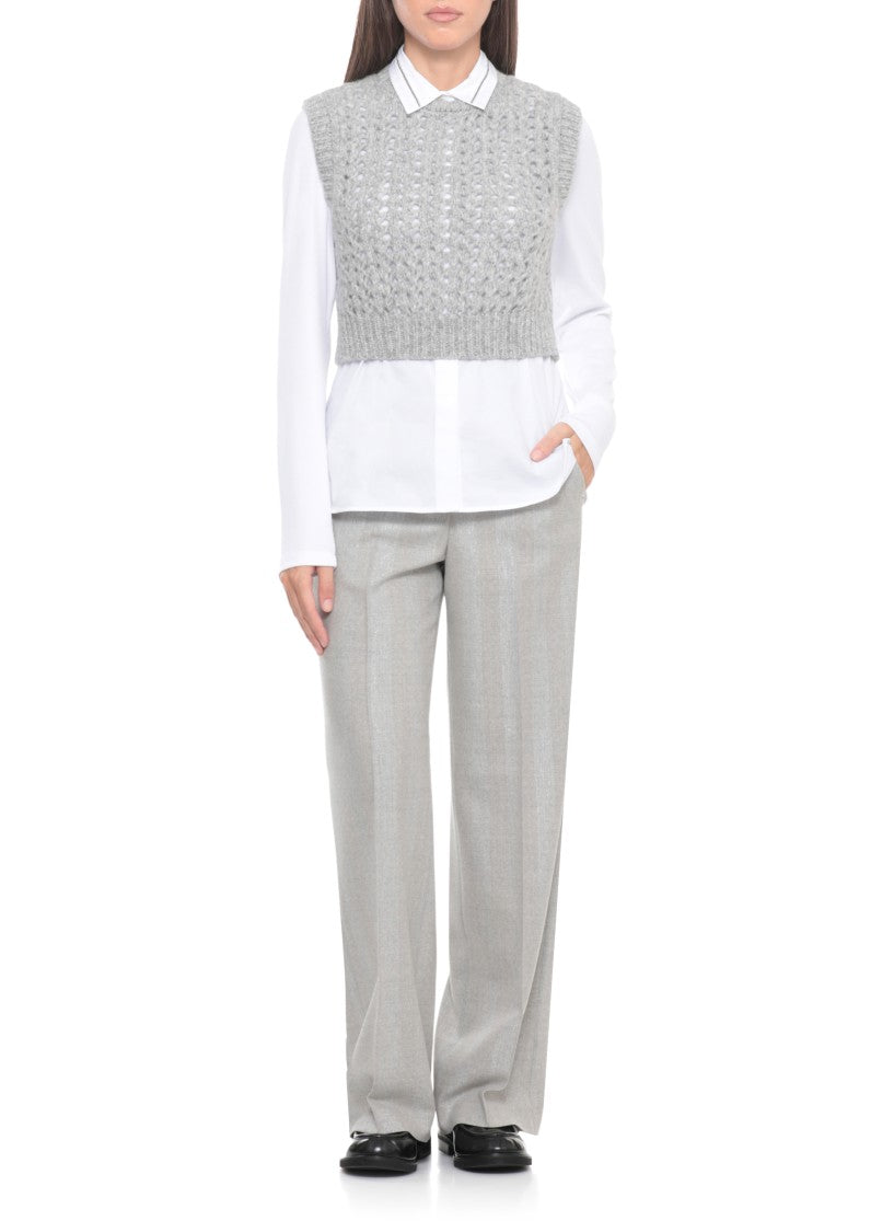 Peserico Grey Wool And Alpaca Vest