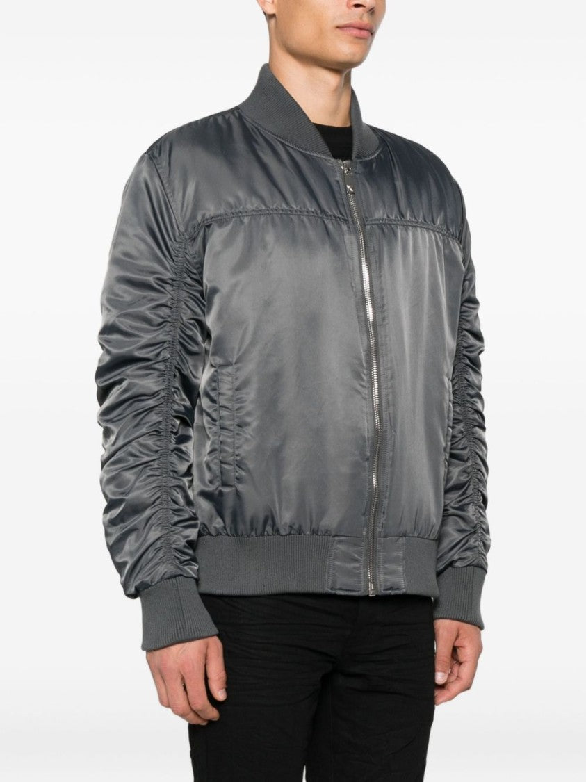 John Richmond Contemporary Bomber Jacket With Ruched Sleeve Details