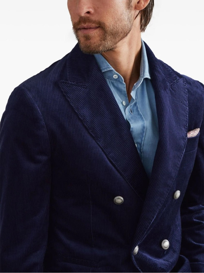 Brunello Cucinelli Textured Corduroy Double-Breasted Jacket