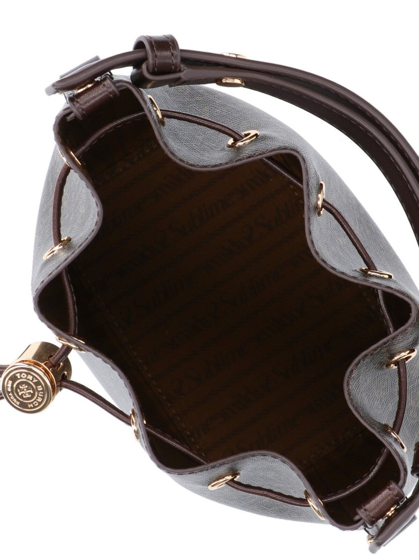 Tory Burch Mini Bucket Bag "T Monogram" – Brown