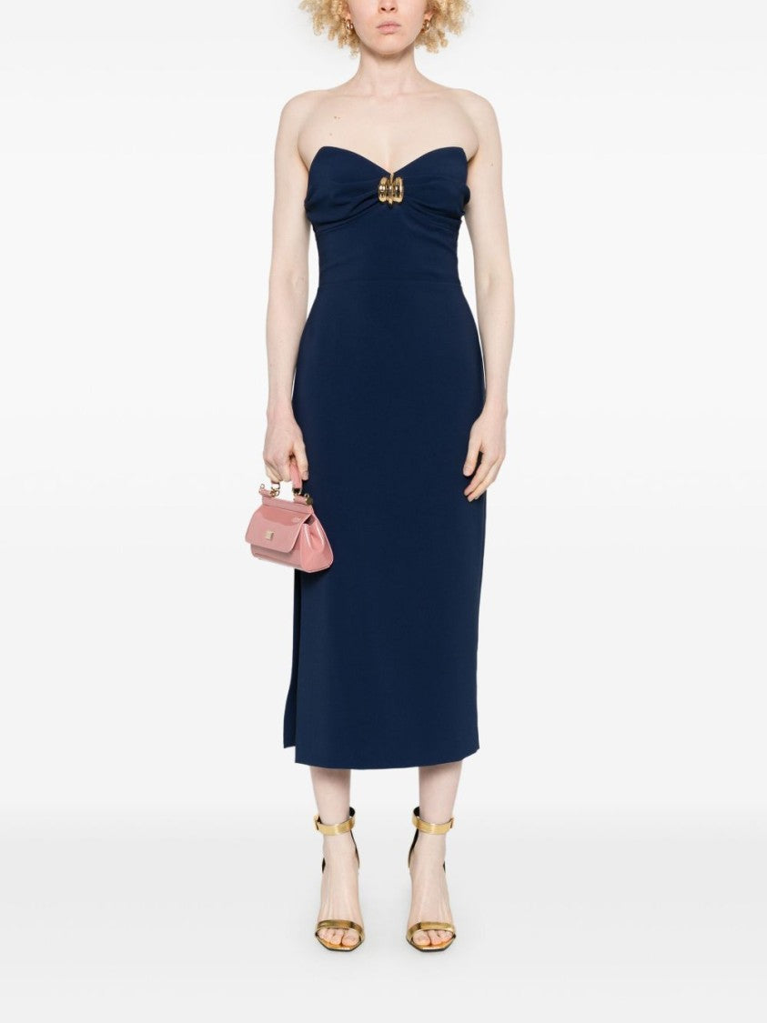 Elisabetta Franchi Strapless Midi Dress With Side Slit