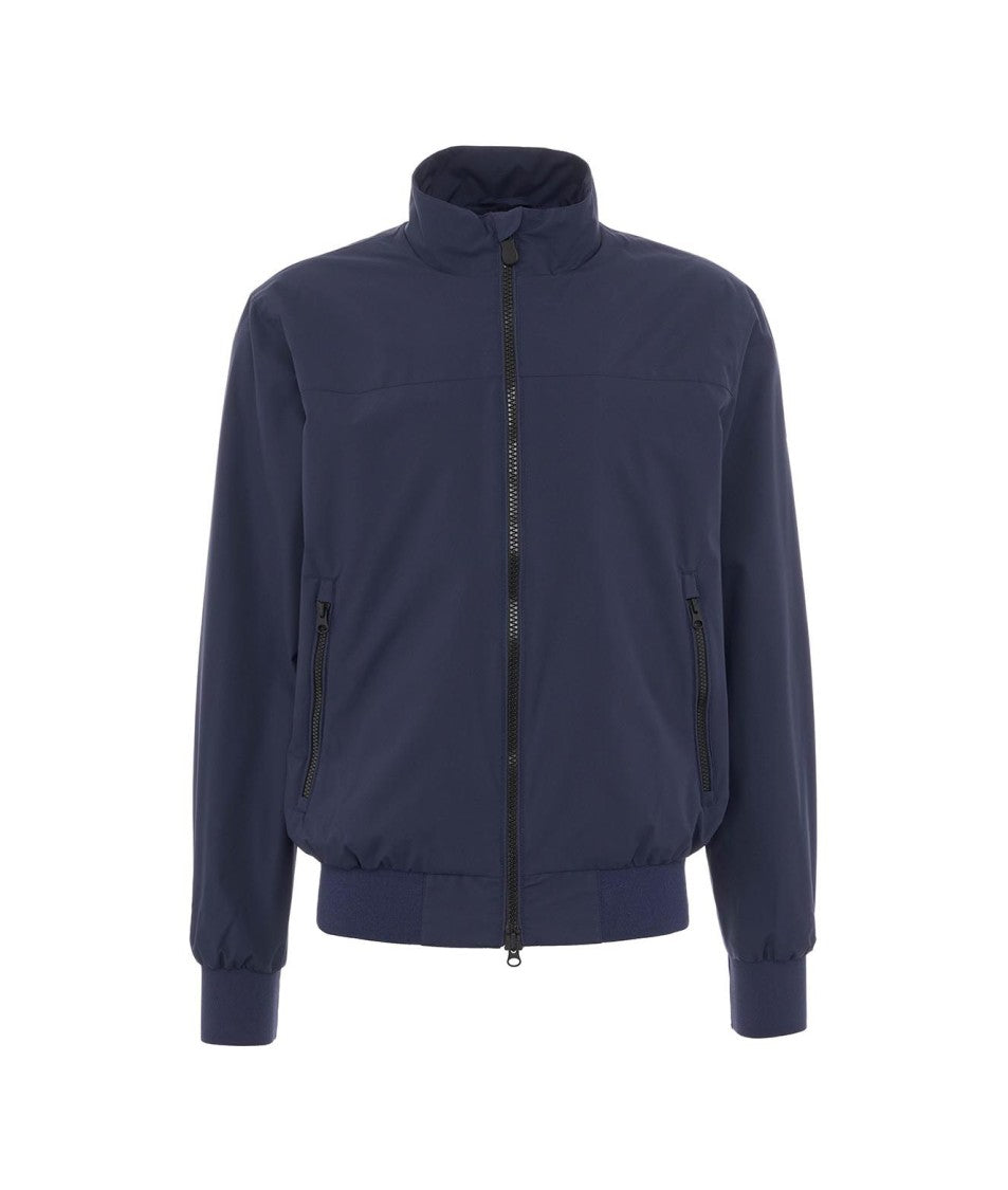 Save The Duck High Collar Water-Resistant Jacket With Logo Applique