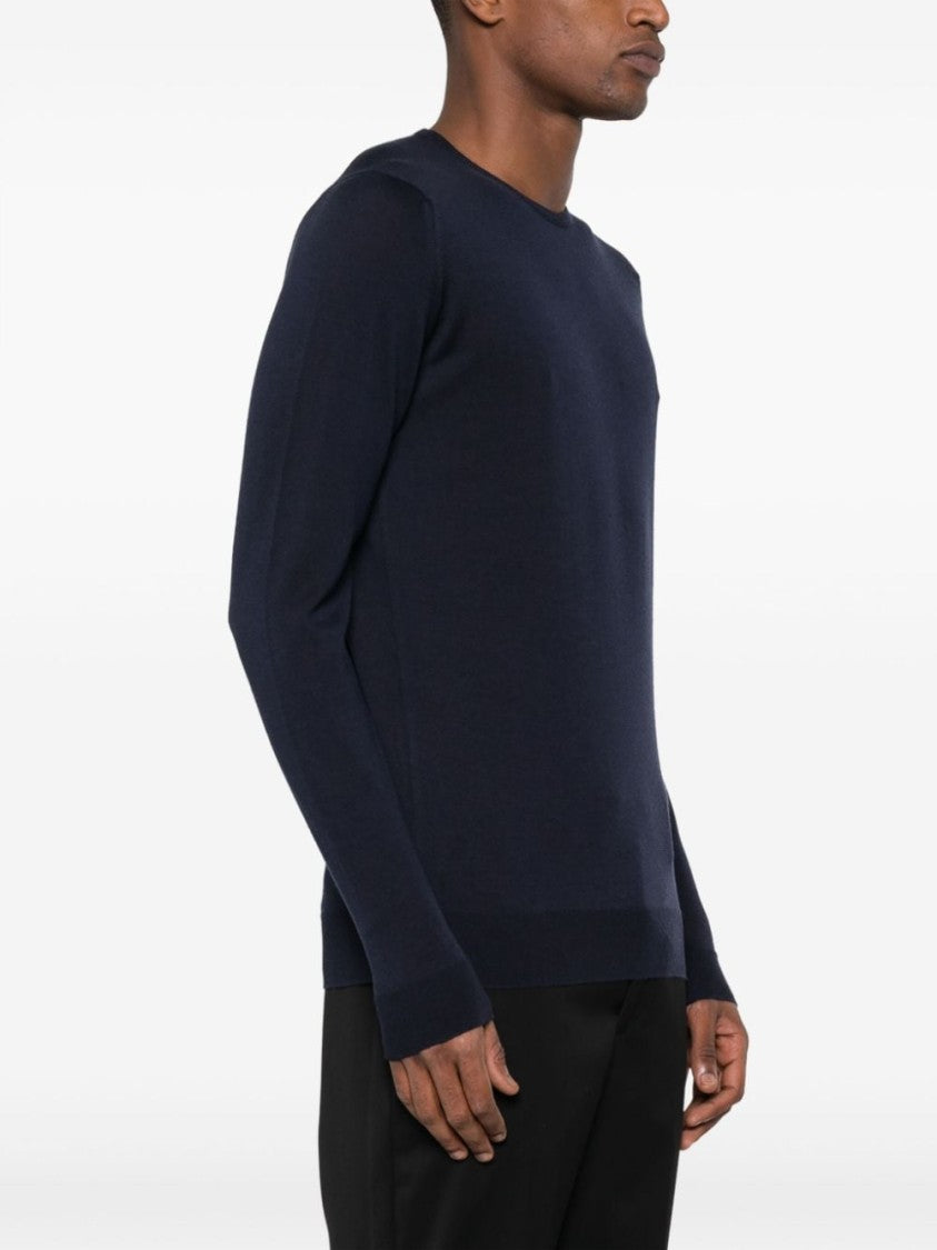 John Smedley Dark Blue Crew Neck Sweater