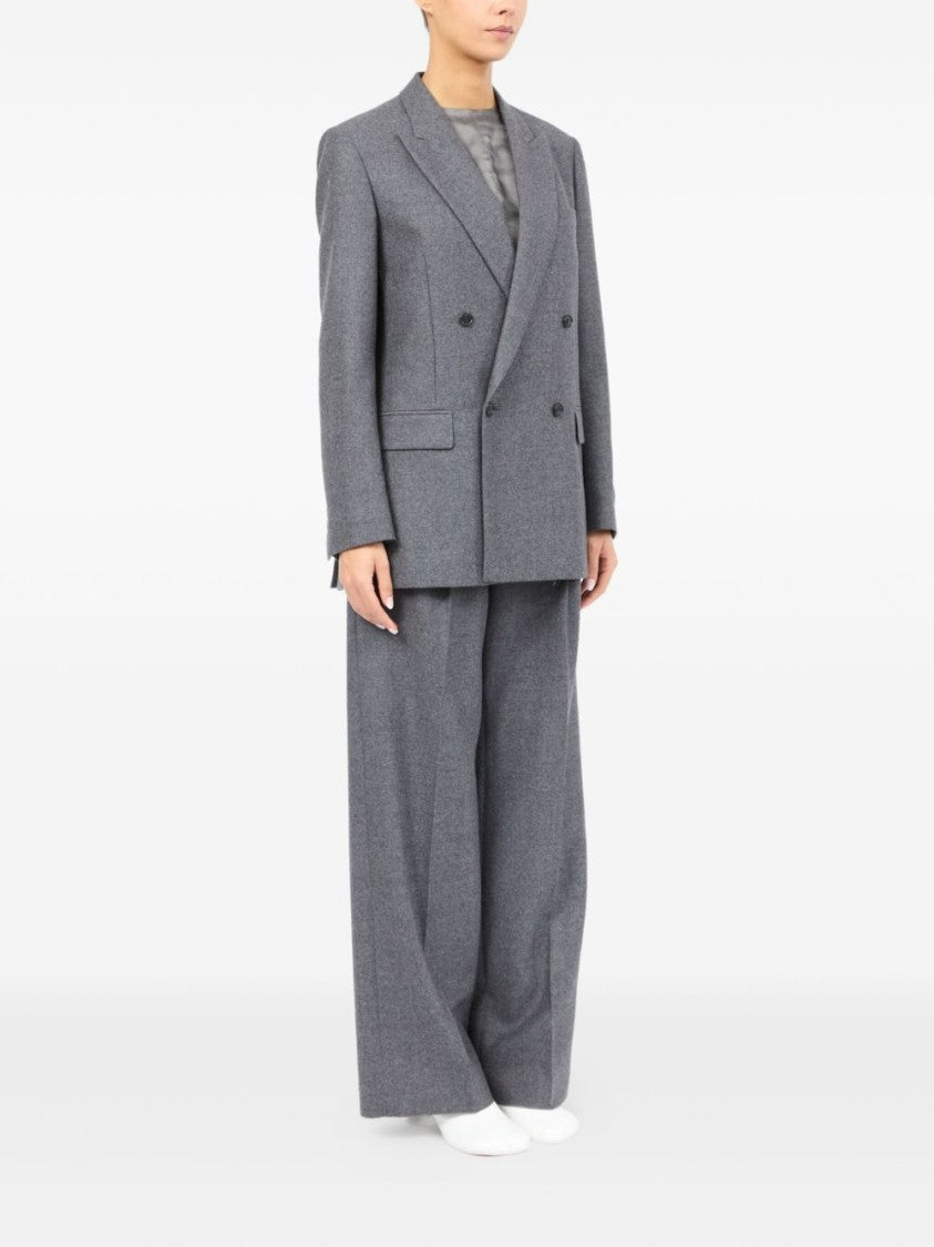 Mm6 By Maison Margiela Double-Breasted Medium Grey Jacket With Elegant Tailoring