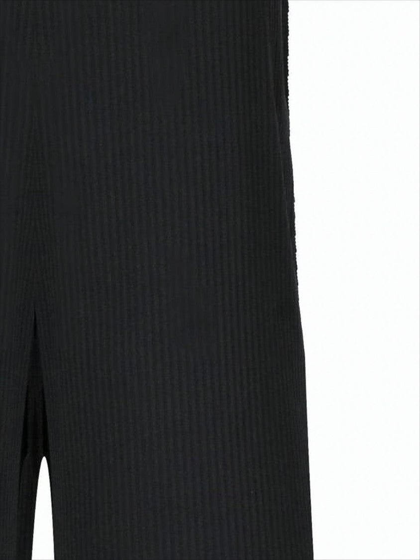 Pleats Please Pleated Textured Jogging Pants With Sheer Hem Detail
