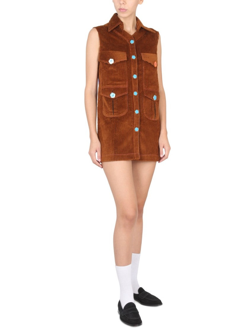 Cormio Sleeveless Mini Corduroy Dress