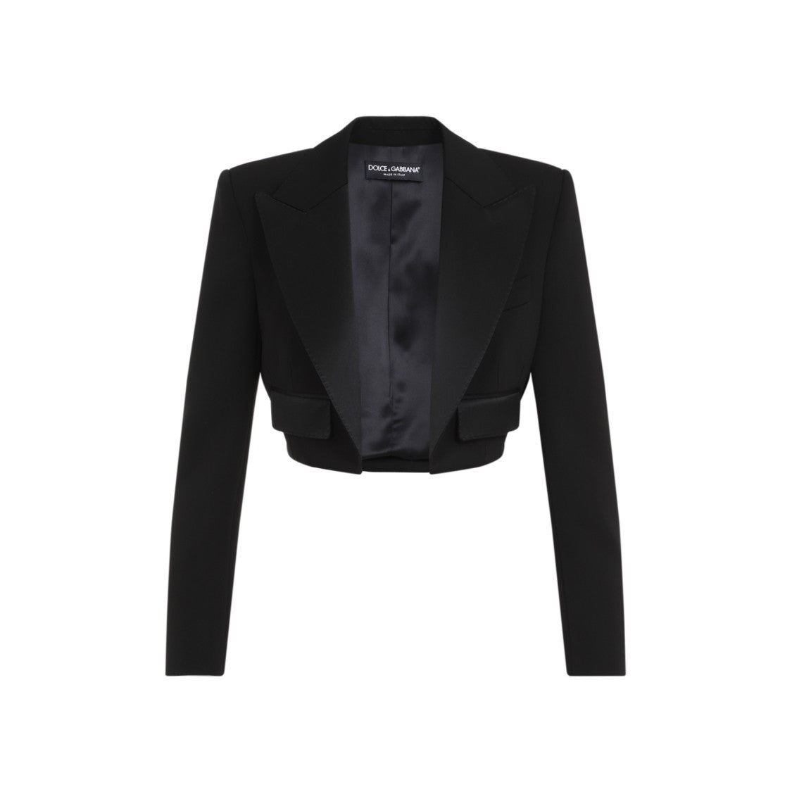 Dolce & Gabbana Cropped Blazer With Virgin Wool Blend And Satin Finish