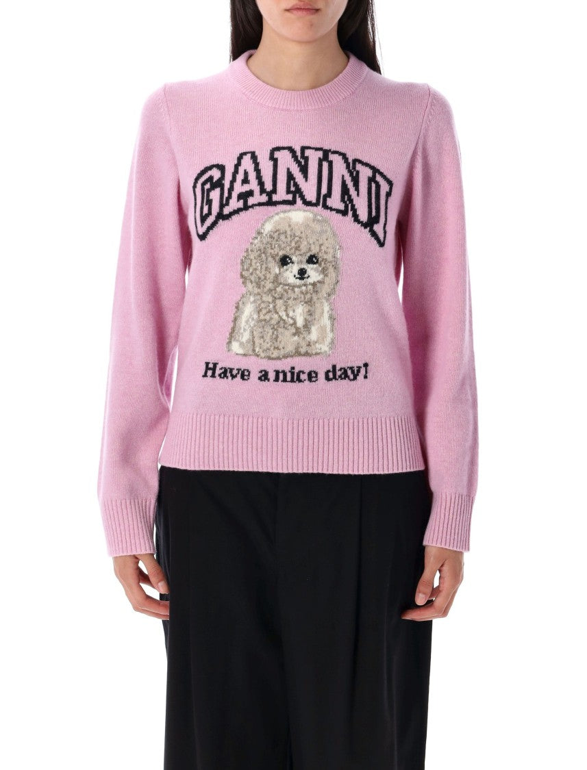 Ganni Pastel Pink Knit Sweater