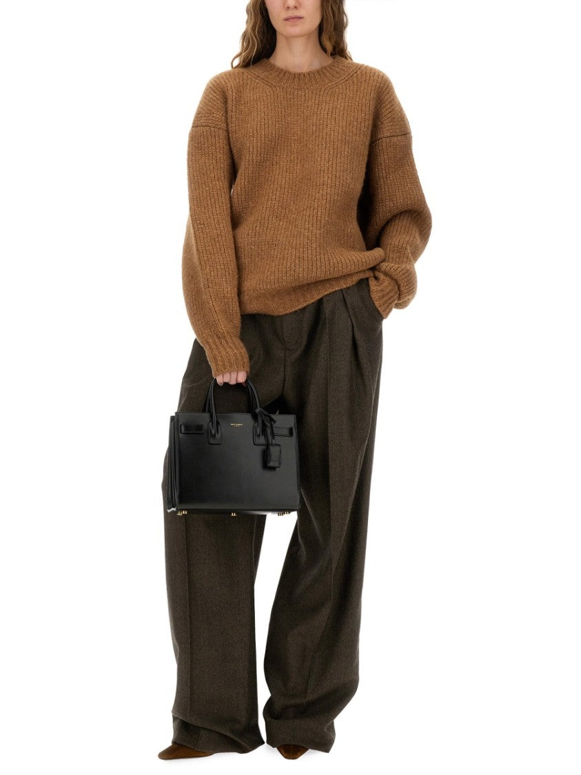 Saint Laurent Ribbed Knit Pullover With Oversized Fit