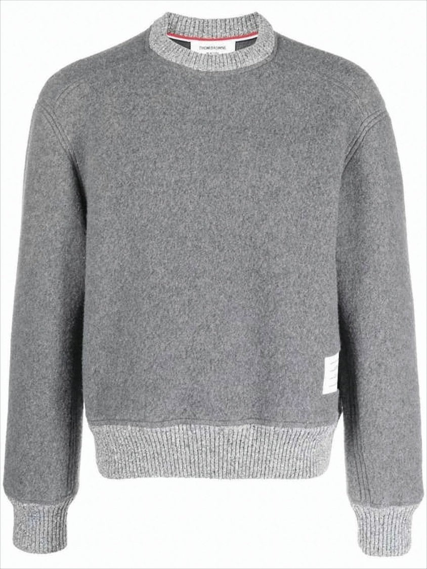 Thom Browne Relaxed Fit Wool Sweater With Ribbed Details