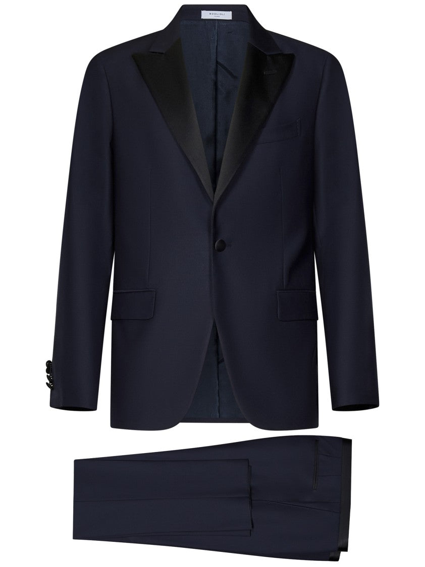 Boglioli Dark Blue Stretch Virgin Wool Tuxedo Suit