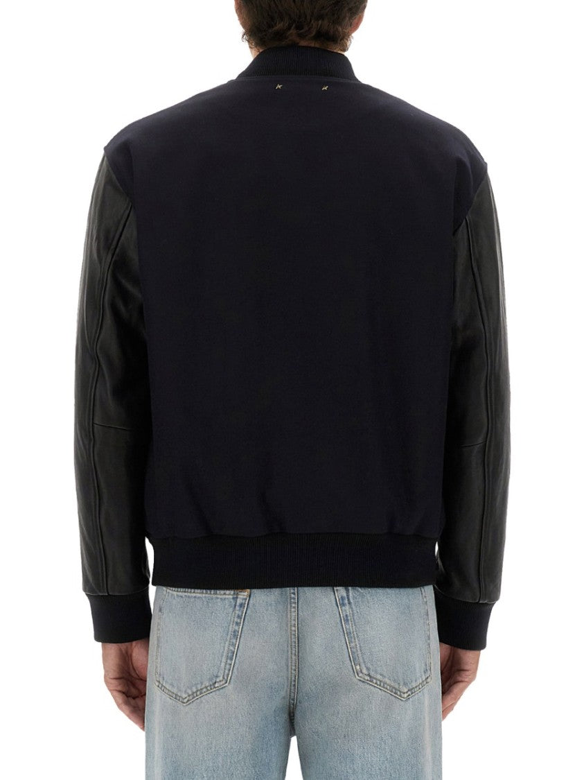 Golden Goose Wool Bomber Jacket And Leather Sleeves