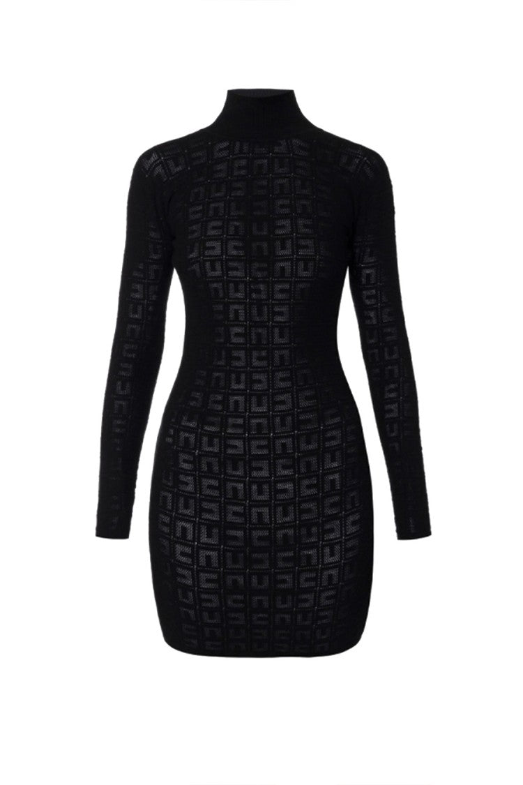 Elisabetta Franchi Fitted Evening Dress With High Neck
