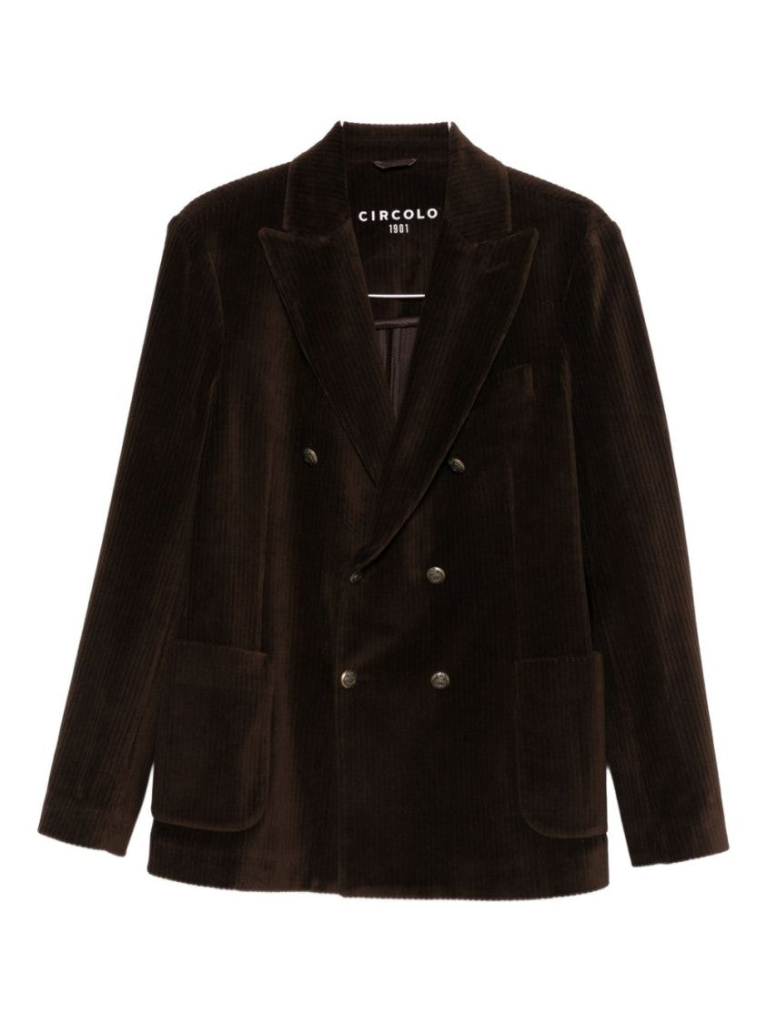 Circolo 1901 Double-Breasted Corduroy Jacket With Notch Lapel