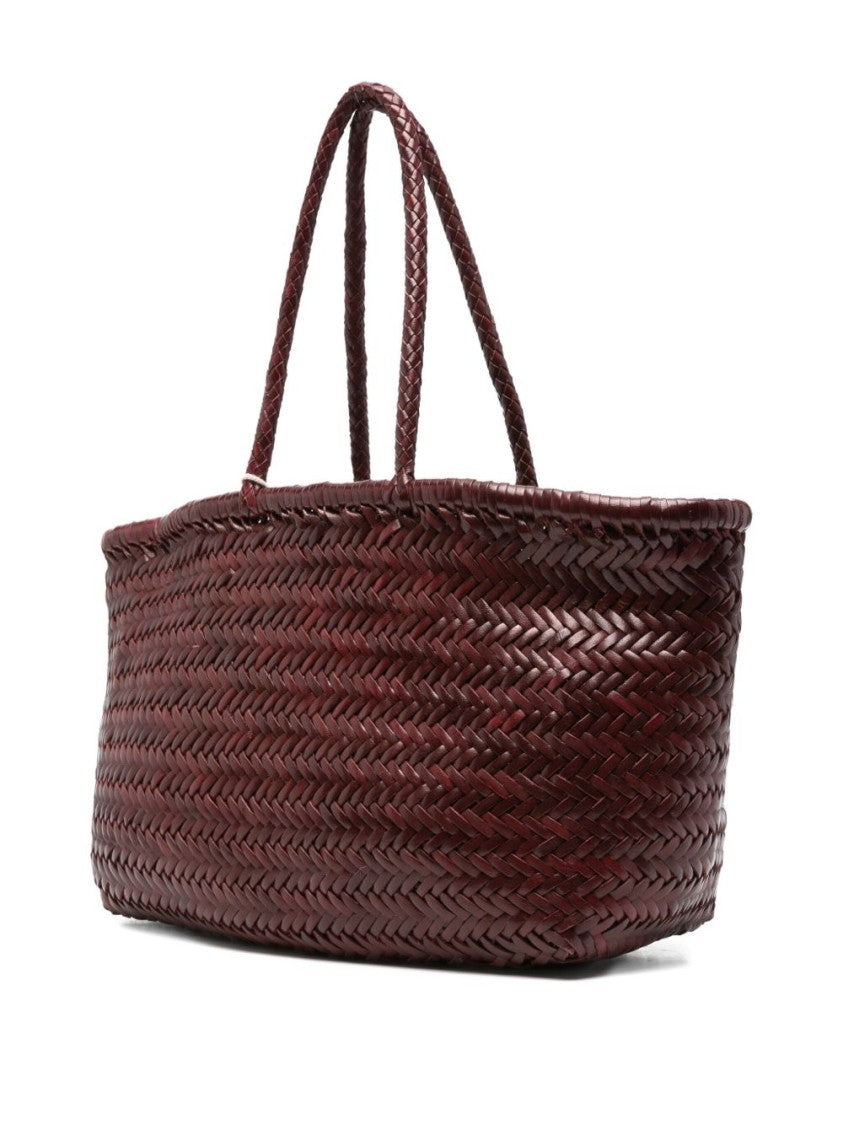 Dragon Diffusion Woven Vitello Leather Shoulder Bag In Rich Bordeaux