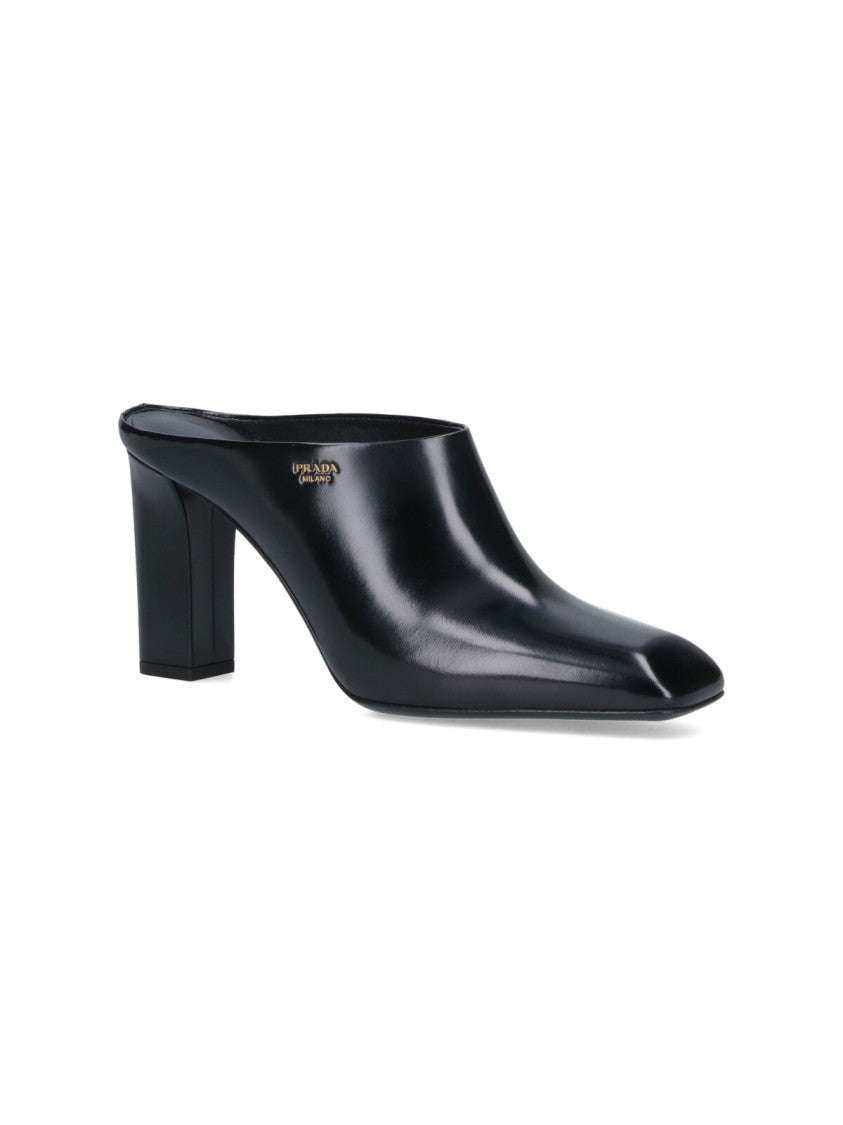 Prada Logo Sabot – Black