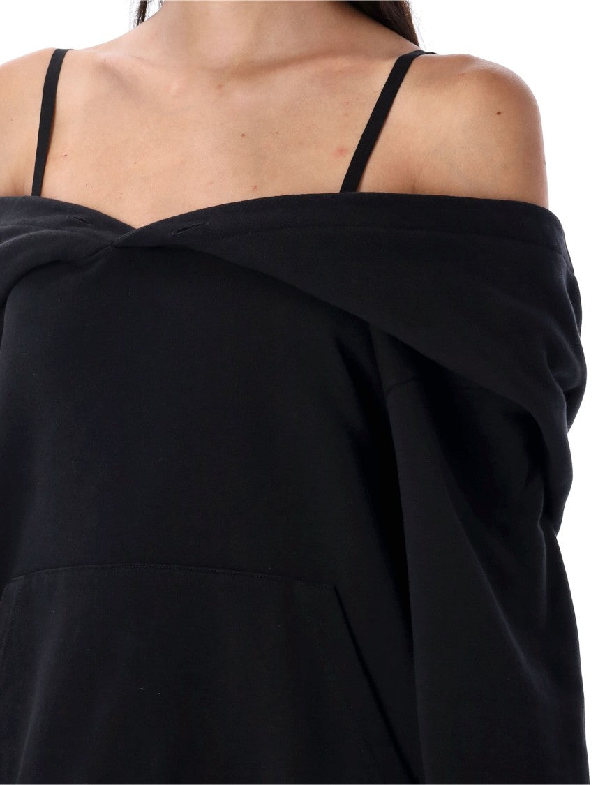 Mm6 By Maison Margiela Off Shoulder Fleece Sweatshirt