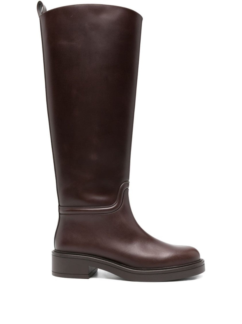 Stuart Weitzman Beige Vitello Leather Ankle Boots