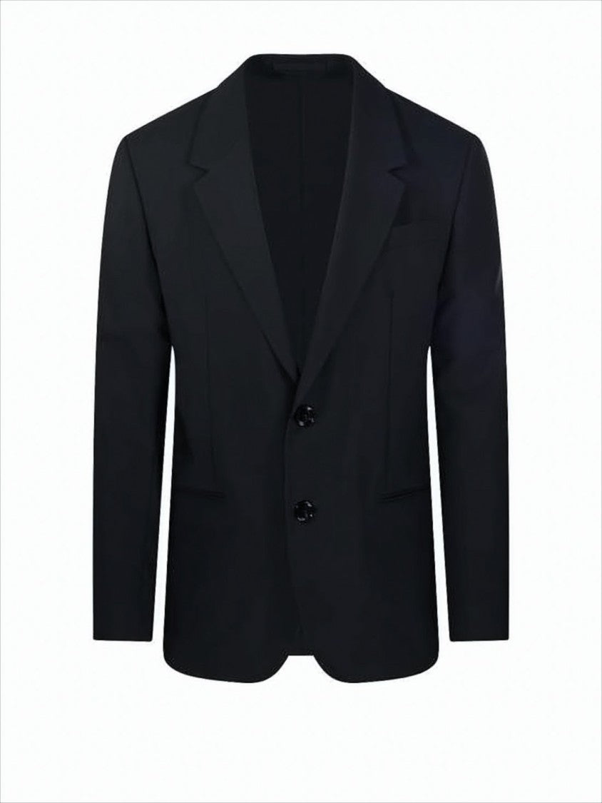 Ami Tailored Black Wool Suit Jacket With Notched Lapel