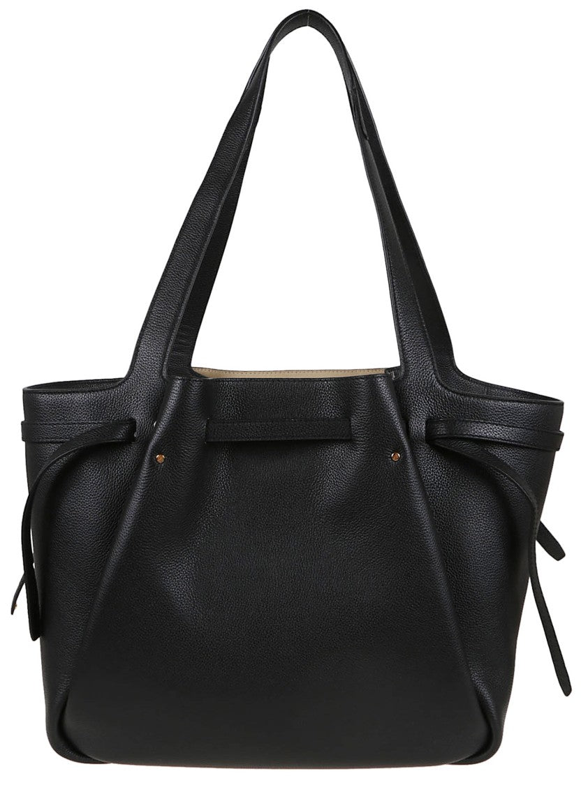 Tory Burch Textured Black Cow Leather Shopper Bag