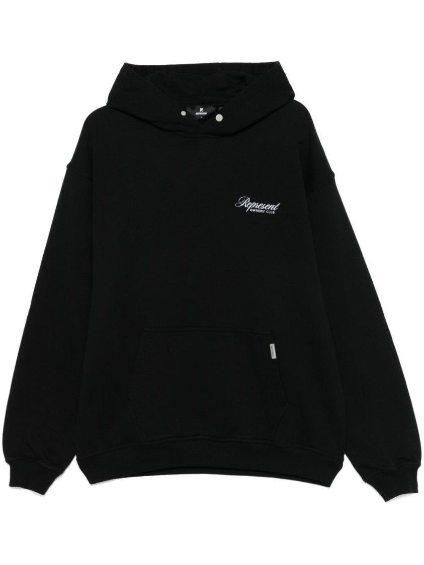 Represent Black Hoodie With Logo Print