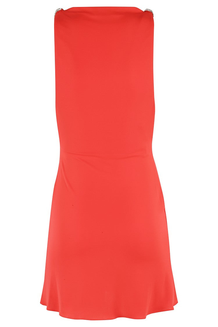 David Koma Crystal Claw Embr Detail Cowl Neck Mini