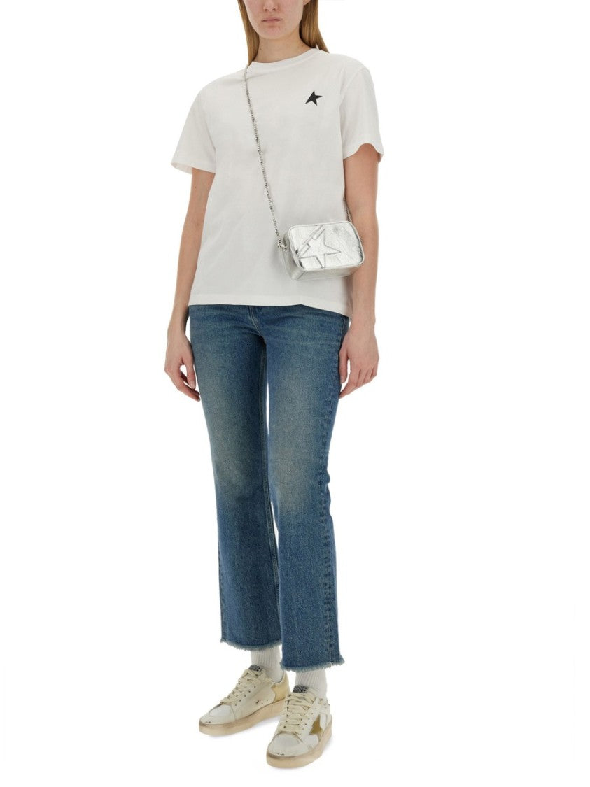 Golden Goose Minimalist White Cotton T-Shirt With Star Emblem