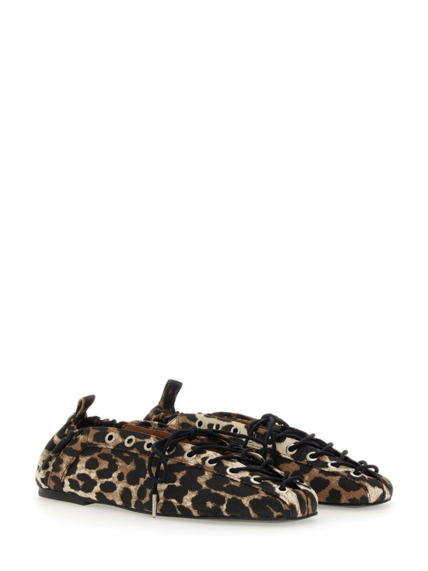 Ganni Lace-Up Ballet Flat
