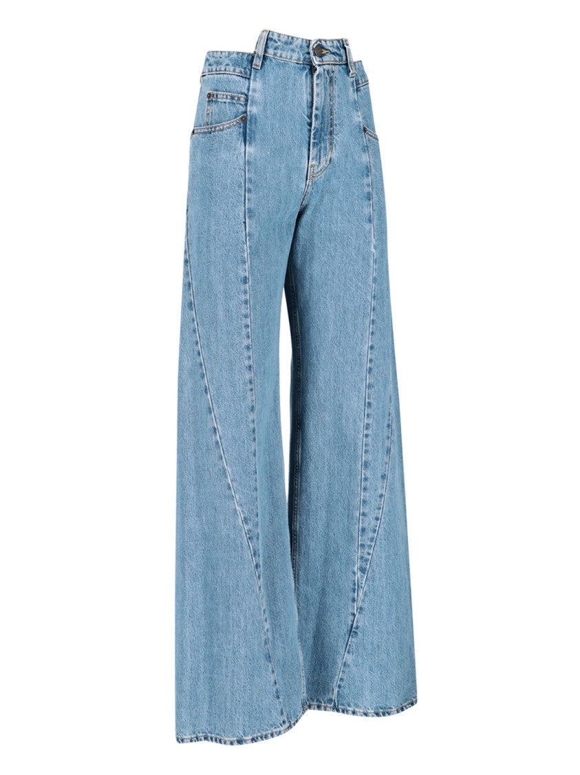 Maison Margiela High-Waisted Cut-Out Jeans With Wide Leg Silhouette