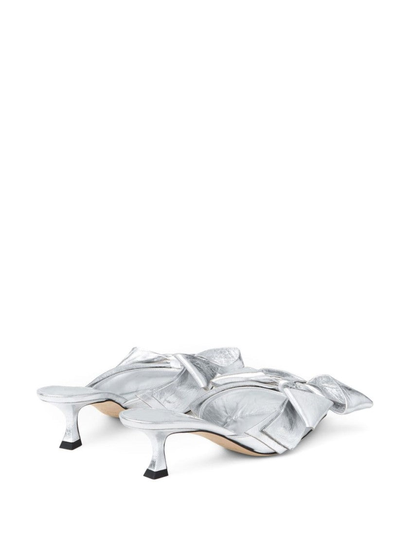 Jimmy Choo Pointed Toe Sandals With Bow Detail And Kitten Heel