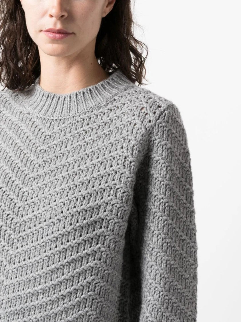 Fabiana Filippi Cashmere Knitwear With Textured Chevron Pattern And Cropped Fit