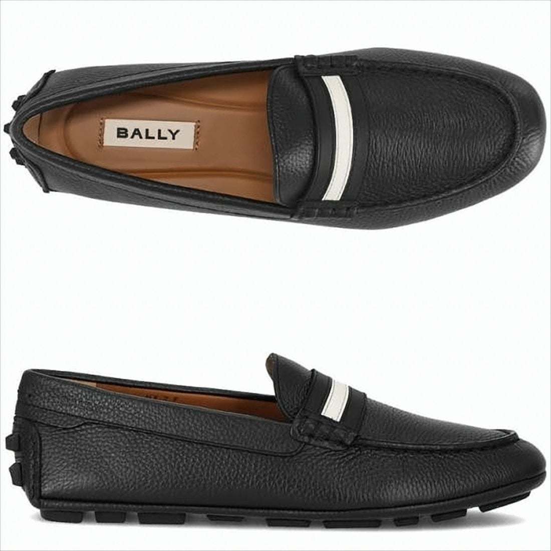 Bally Black Leather Loafer With Textured Finish