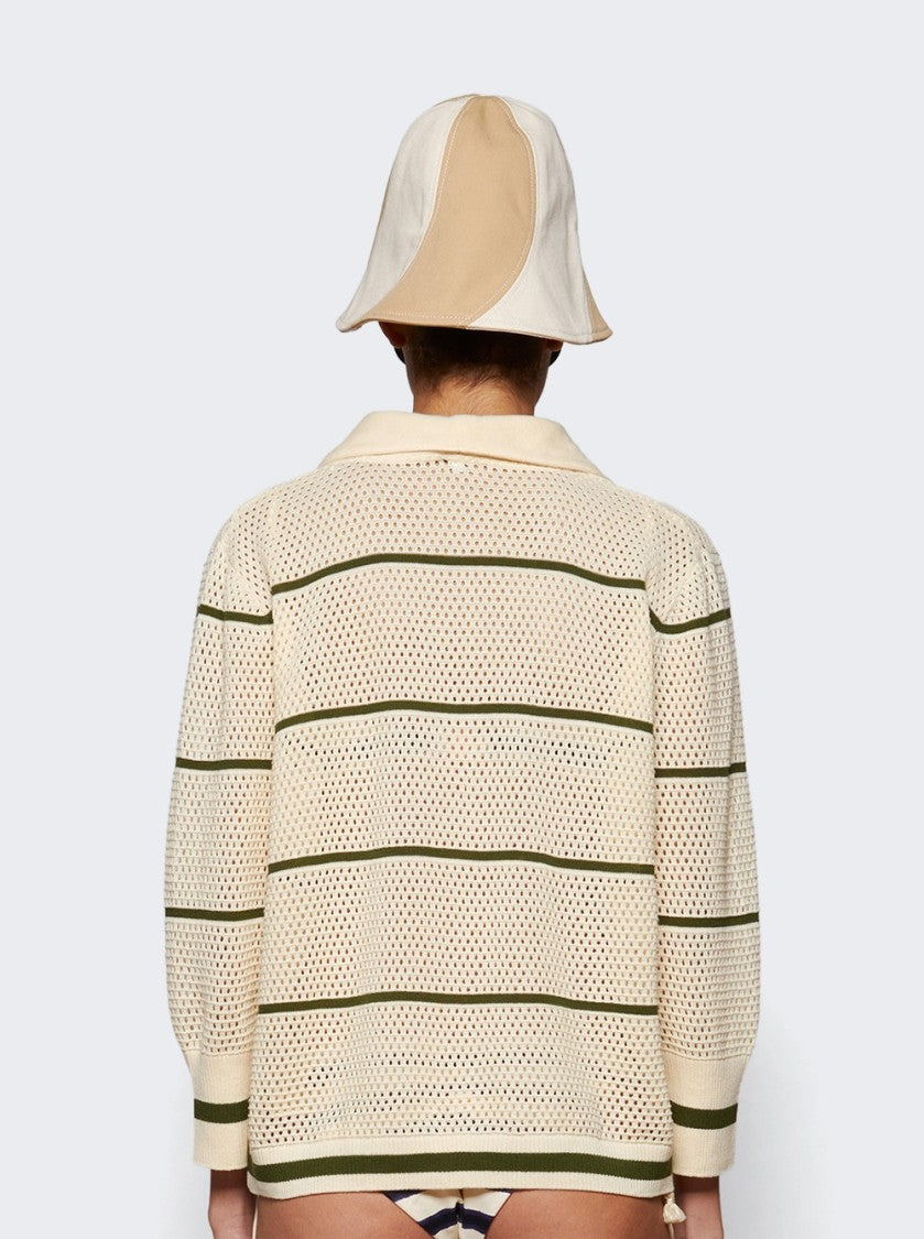 Johanna Ortiz Poca Vela Top Ecru And Green