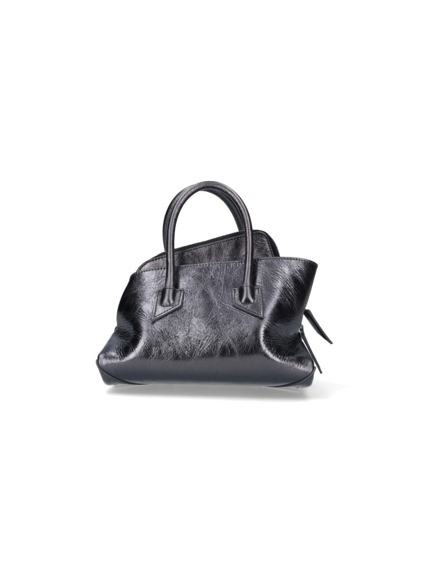 The Attico Mini Crinkle Calf Leather Shoulder Bag With Adjustable Strap
