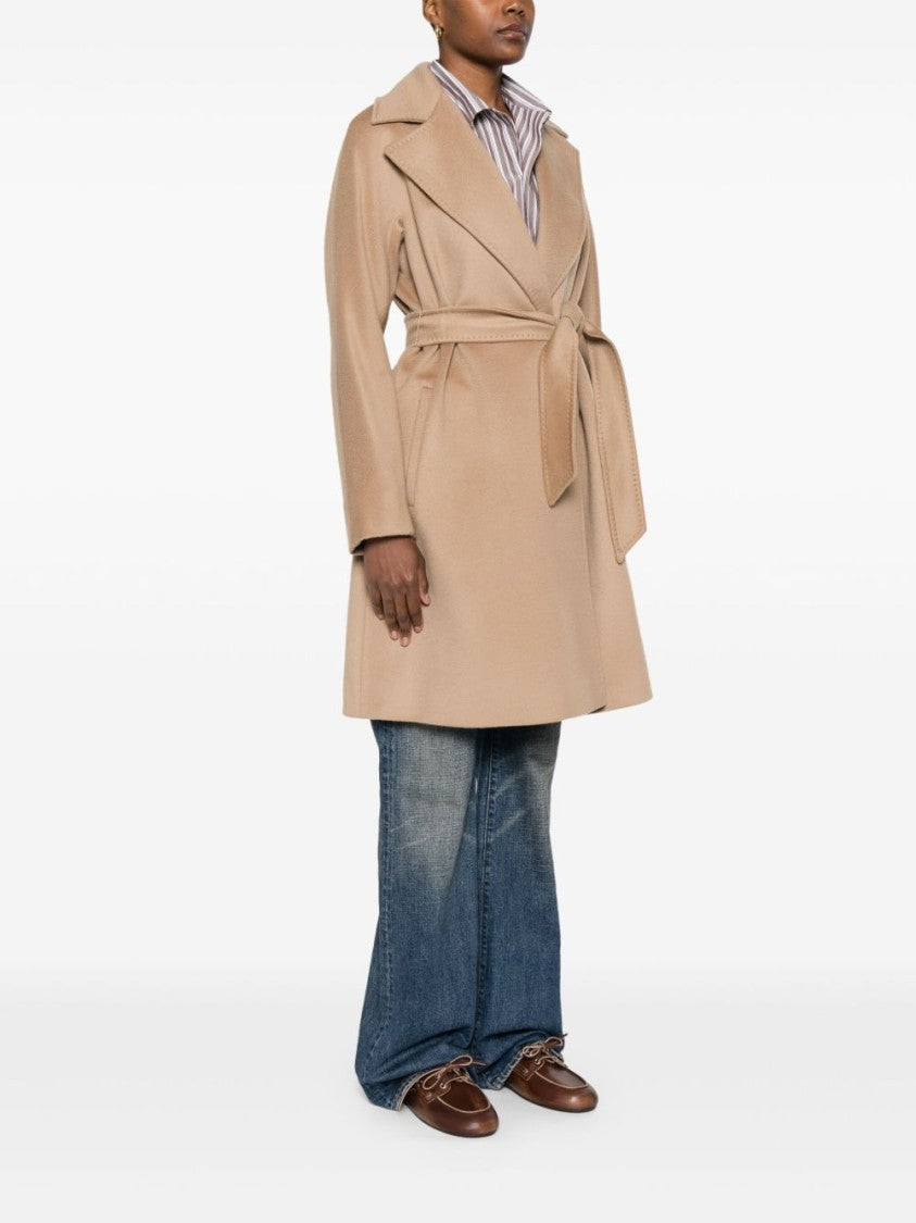 Max Mara Double-Breasted Beige Coat With Tied Waist