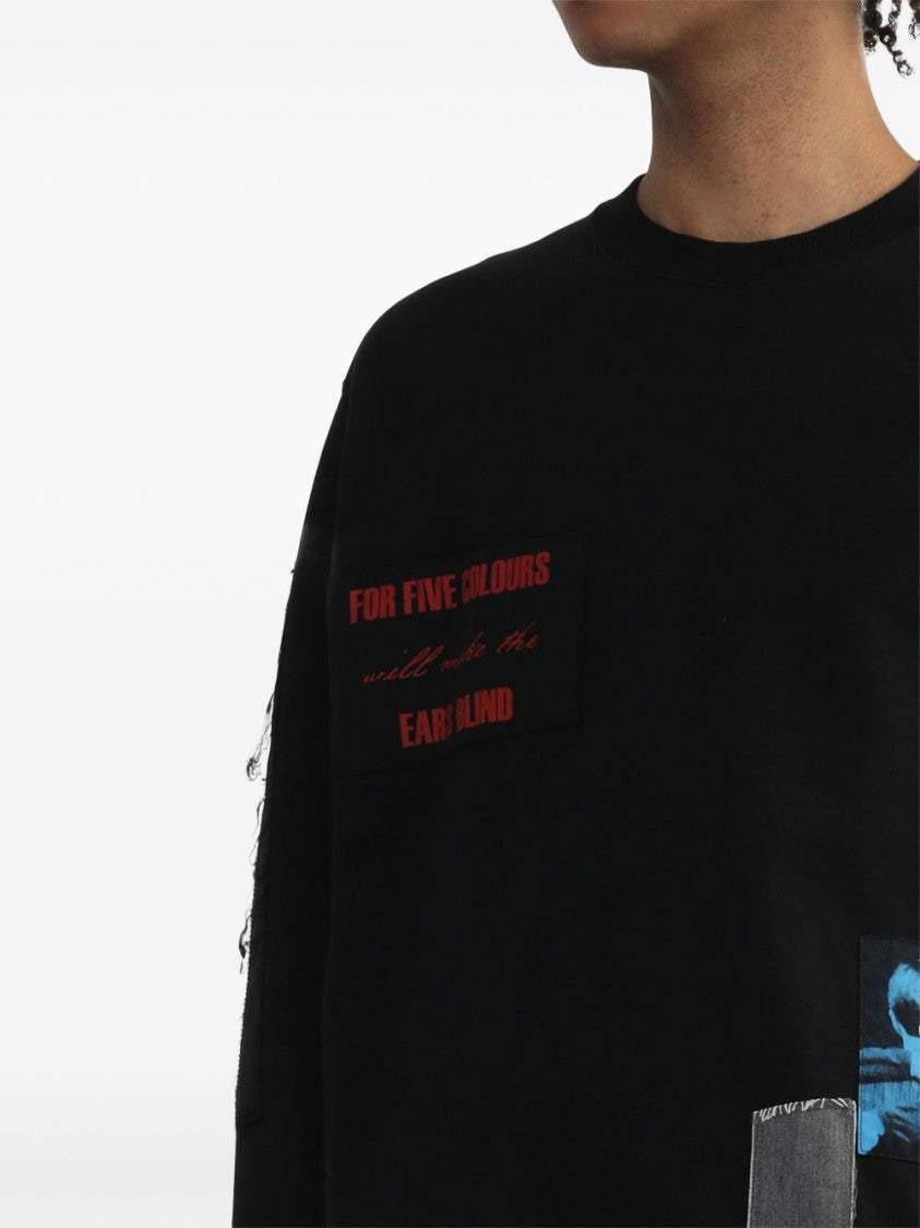 Undercover Artistic Black Printed Sweatshirt With Crew Neck Design