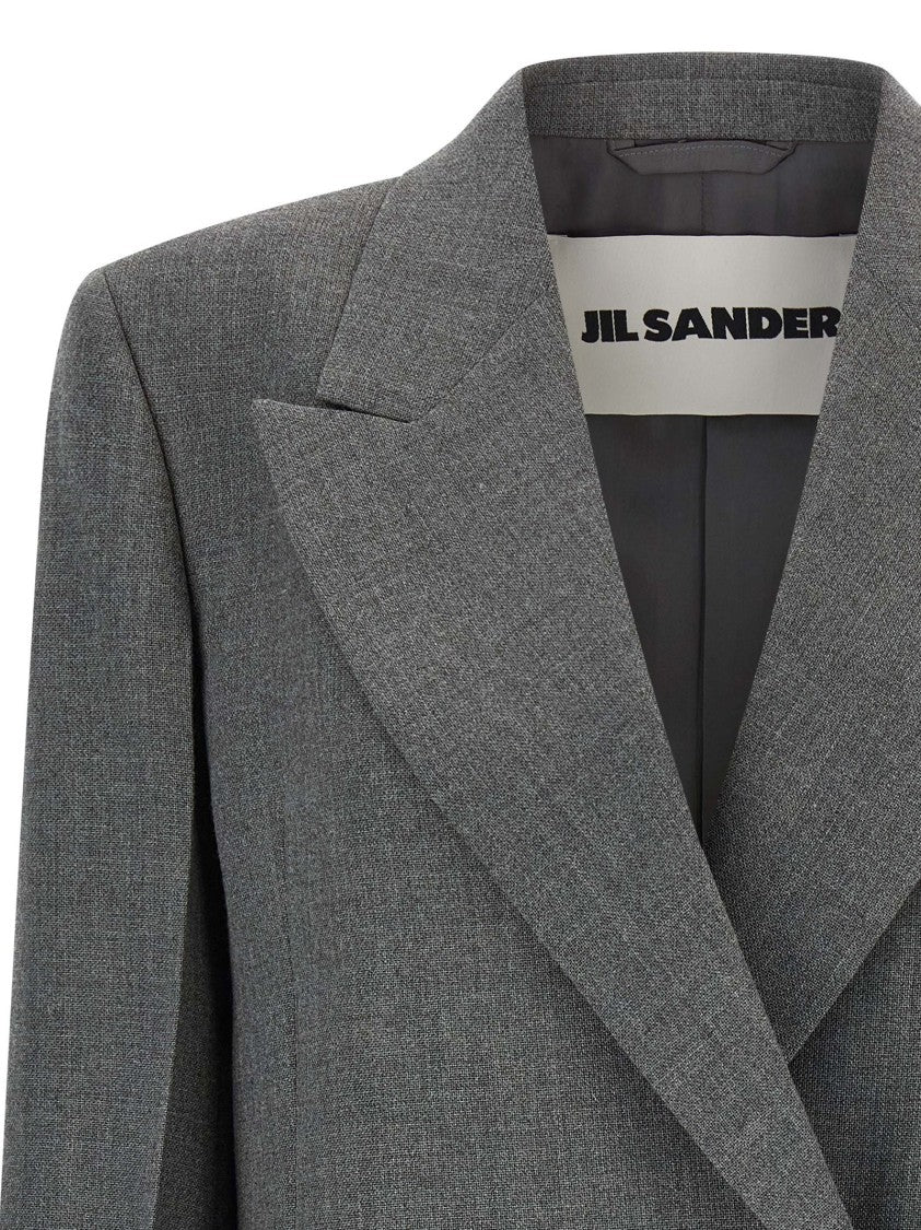Jil Sander Double-Breasted Textured Wool Blazer With Flap Pockets