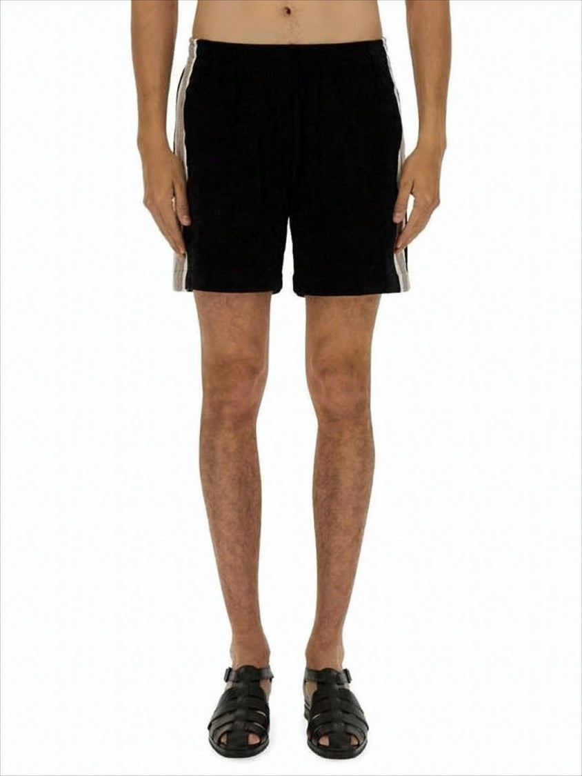 Sasquatchfabrix Relaxed Fit Black Shorts With Vertical Stripes