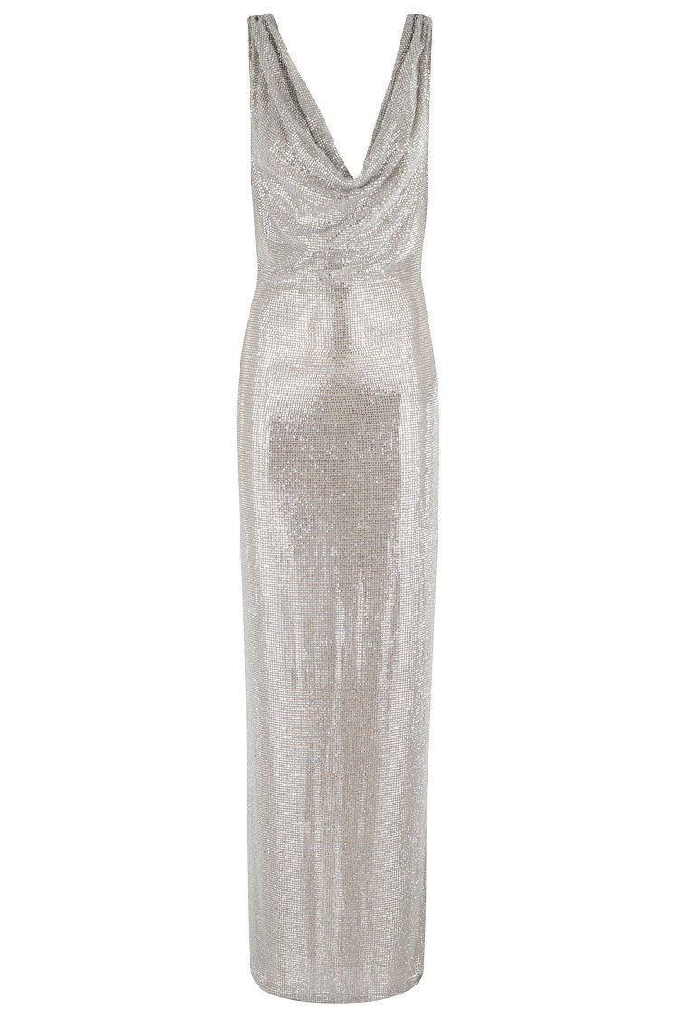 Giuseppe Di Morabito Sleeveless Metallic Long Dress With Back Slit
