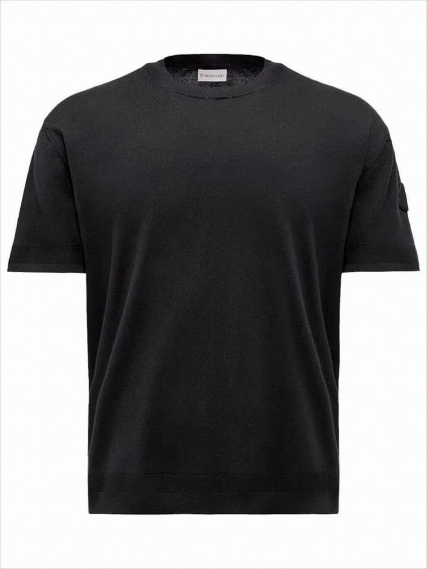 Moncler Short-Sleeved Cotton-Silk Blend Sweater With Minimalist Design