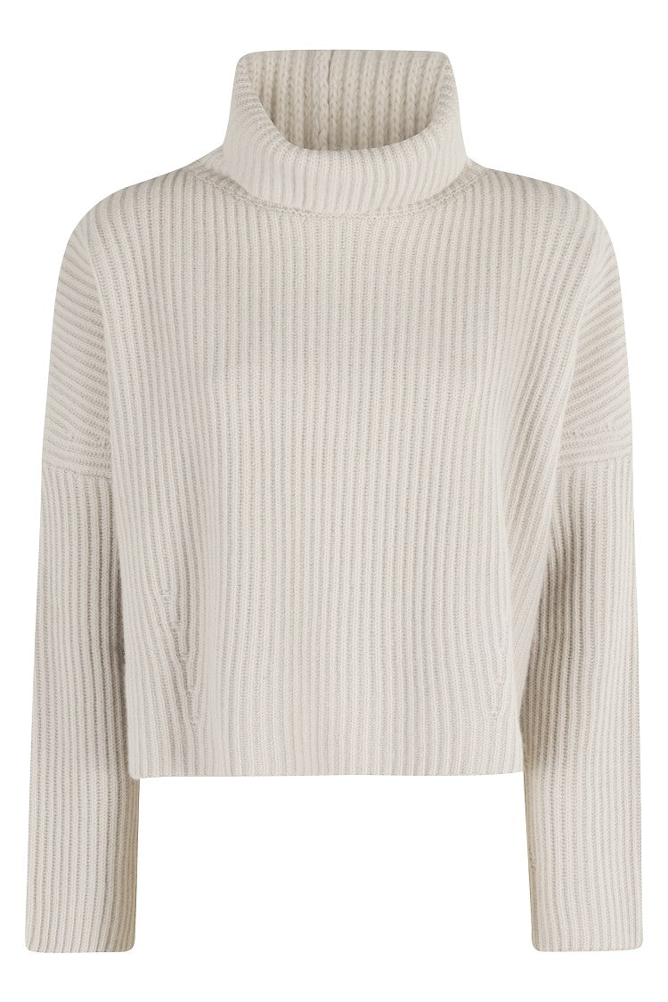Roberto Collina Turtleneck Sweater With Wide Rib And Contrasting Stitching