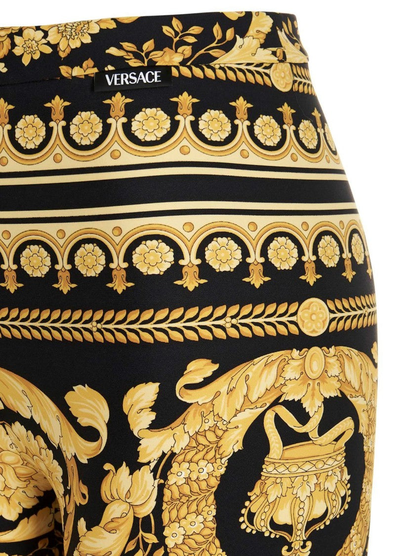 Versace High-Waisted Stretch Leggings With Barocco Print
