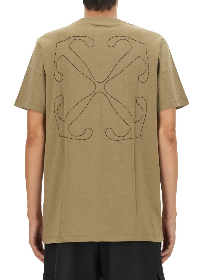 Off-White Oversized T-Shirt With Back Arrow Embroidery