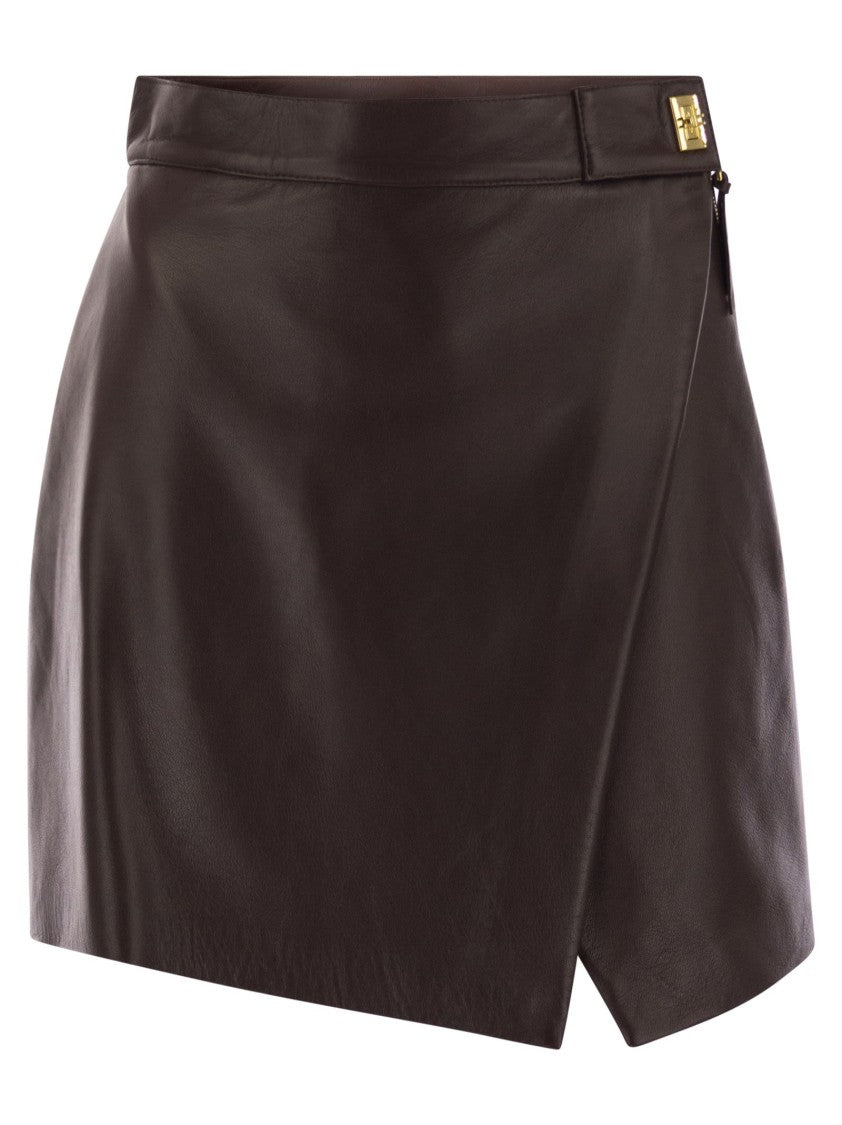 Elisabetta Franchi Mini Skirt In Nappa Leather