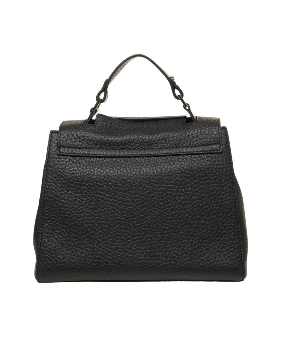 Orciani Hammered Leather Handbag With Versatile Shoulder Strap
