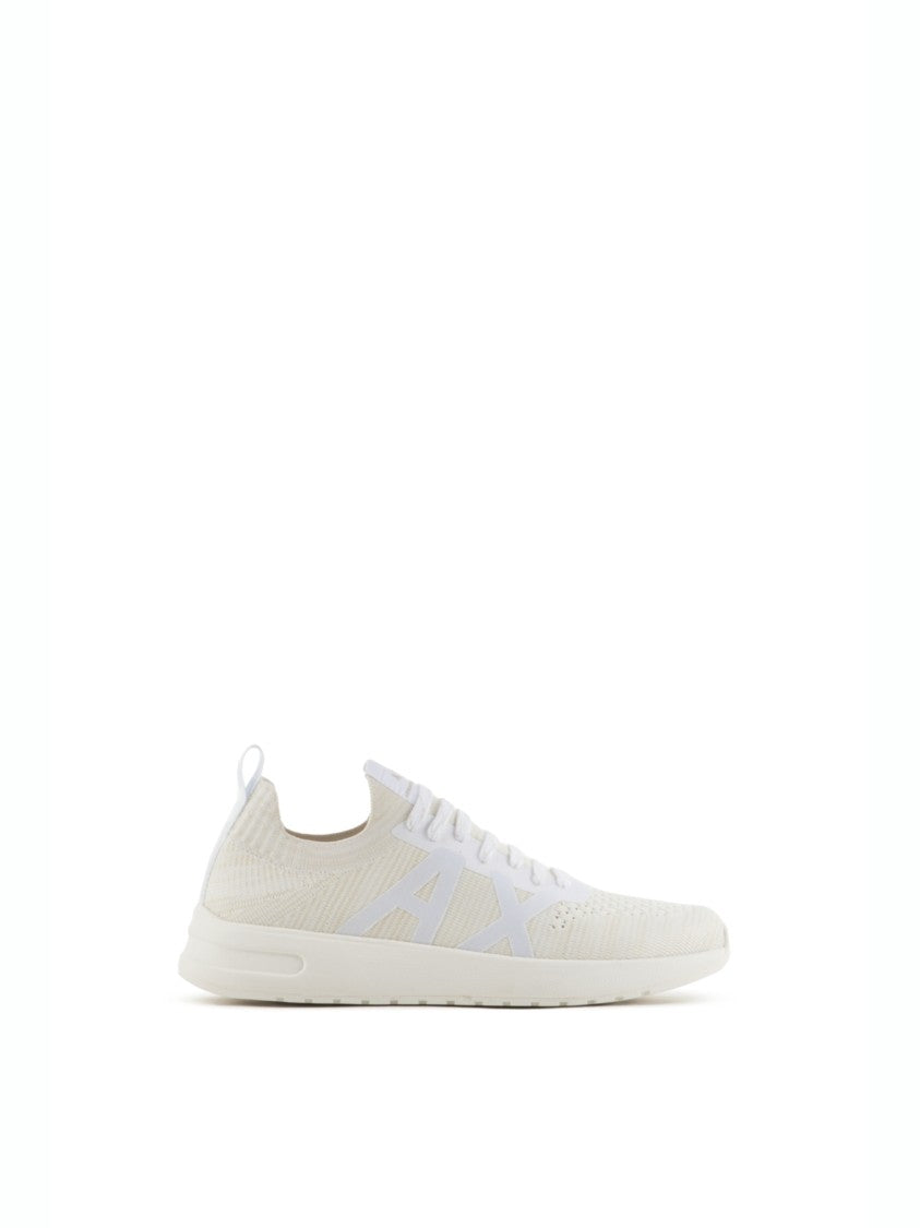 Armani Exchange White Shiny Leather Sneakers