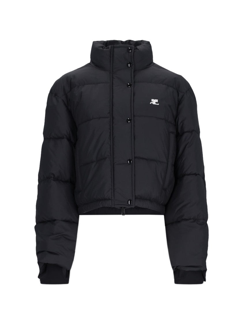 Courrèges Logo Crop Puffer Jacket – Black