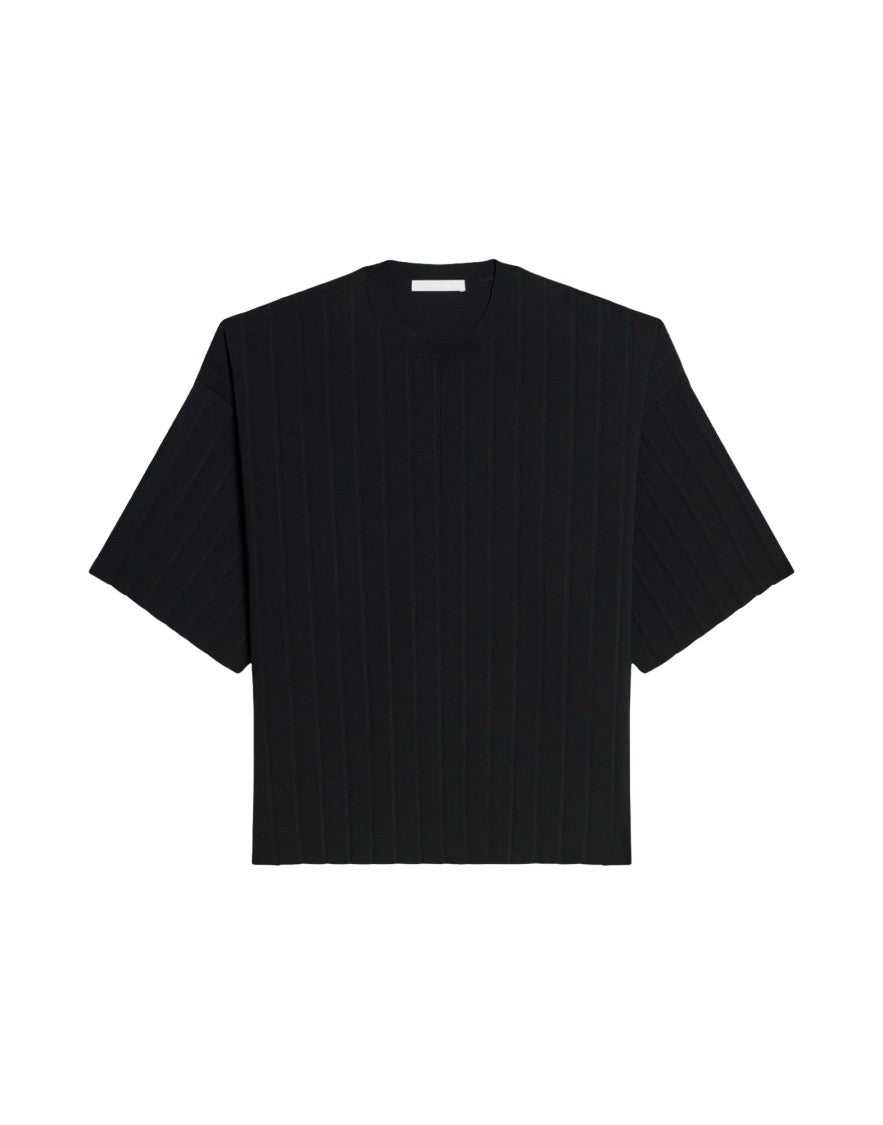 Helmut Lang Pleated Black T-Shirt With Relaxed Fit
