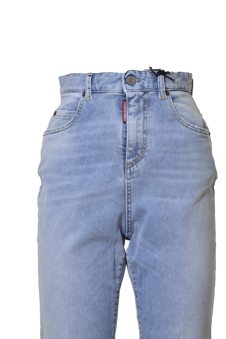 Dsquared2 Light Blue Cotton Bell Bottom Jeans