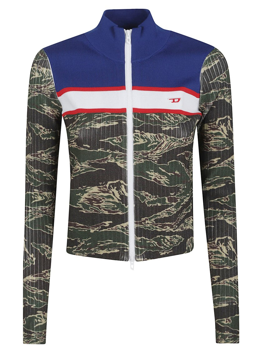 Diesel Ribbed Cropped Jacket With Camouflage Patterns
